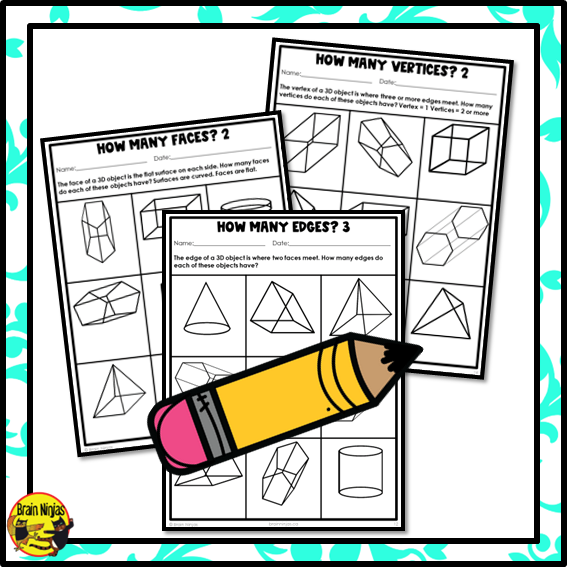 3D Objects Attributes Math Worksheets | Paper | Vocabulary