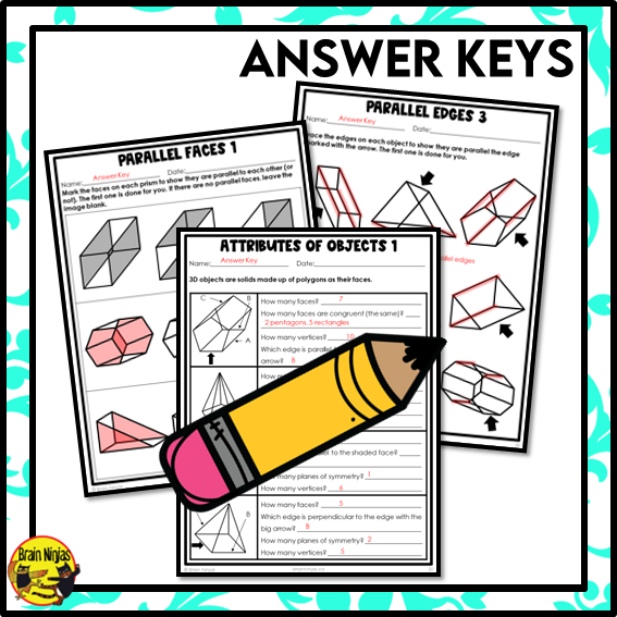 Names and Attributes of 3D Objects Math Worksheets | Paper