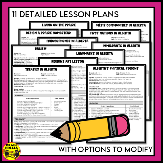 Alberta Social Studies Grade 3 Time and Place Unit | Paper and Digital