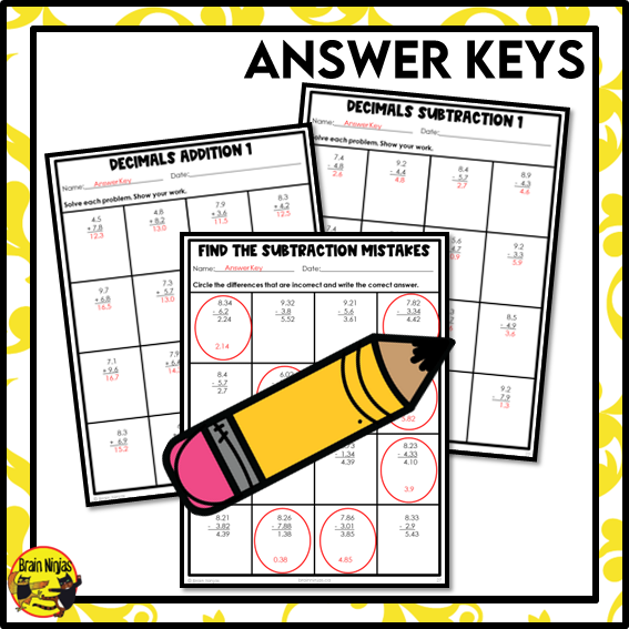 Addition and Subtraction of Decimals to Hundredths Math Worksheets | Paper