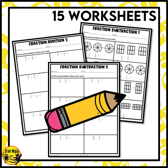 Adding and Subtracting Fractions Math Worksheets | Paper
