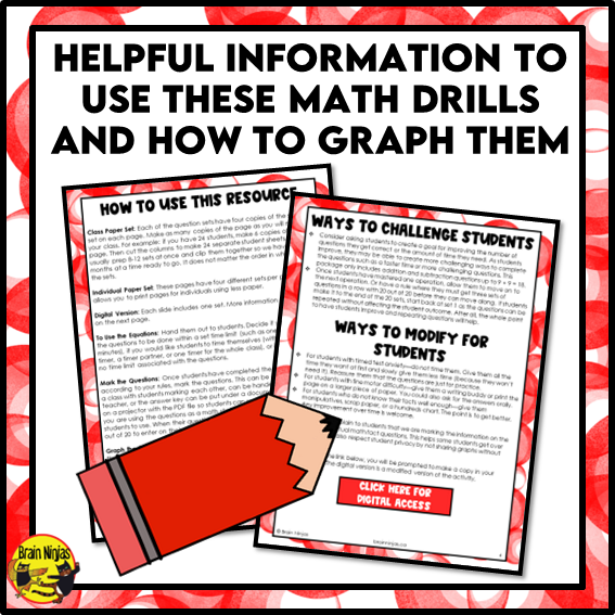 Addition and Subtraction to 9+9 | Drill and Graph Practice | Paper and Digital