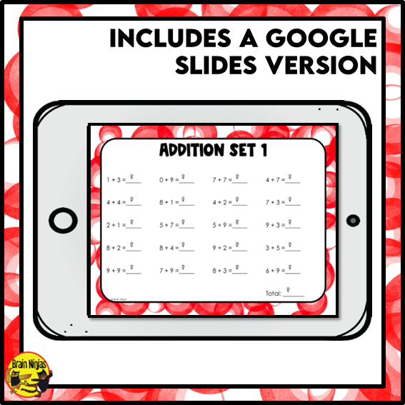 Addition and Subtraction to 9+9 | Drill and Graph Practice | Paper and Digital