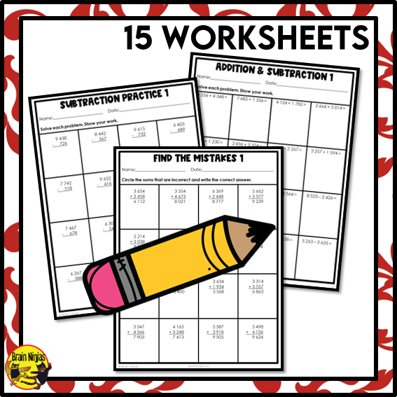 Addition and Subtraction Math Worksheets | Paper | Numbers to 10 000