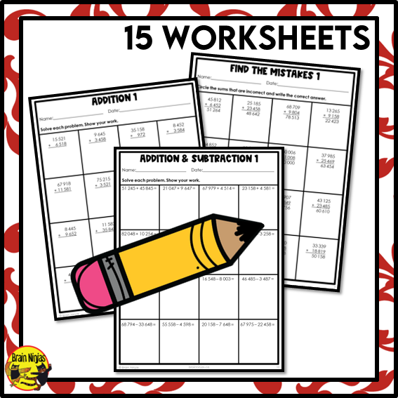 Addition and Subtraction Math Worksheets | Paper | Numbers to 100 000