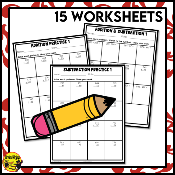 Addition and Subtraction Within 1000 Math Worksheets | Paper | Grade 3