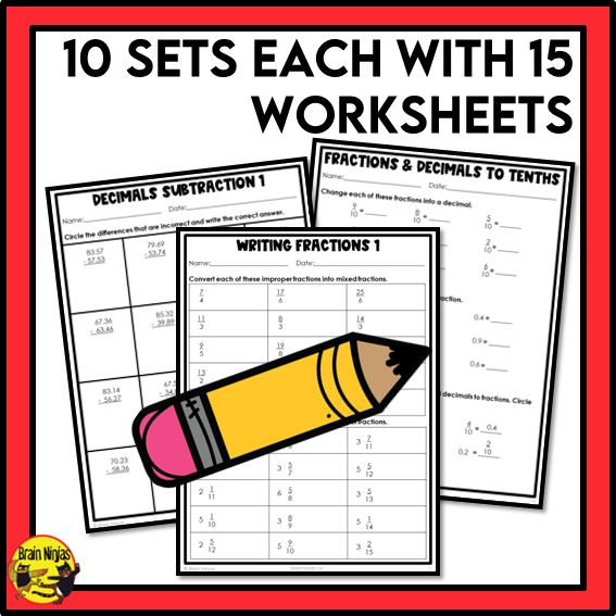 Alberta Math Curriculum Decimals and Fractions Worksheets Bundle | Paper | Grade 5