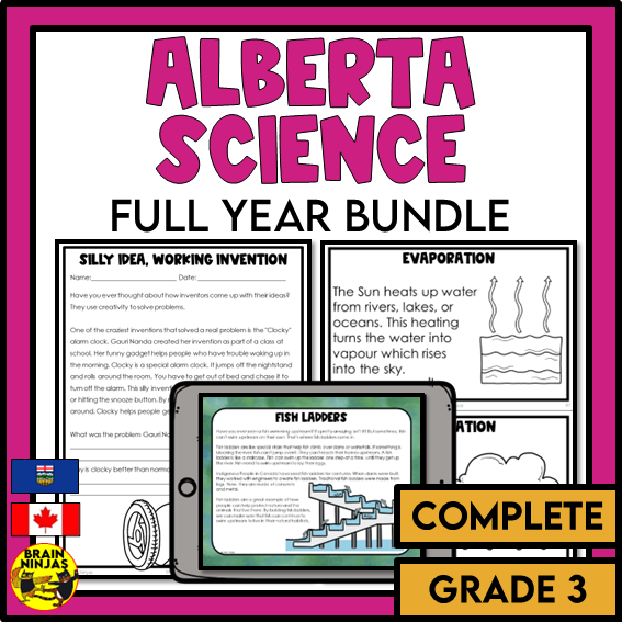 Alberta Science Grade 3 Full Year Lessons and Activities Bundle | Paper and Digital