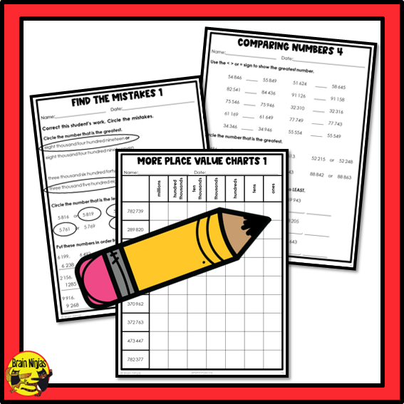 Alberta Math Curriculum Number Worksheets Bundle | Paper | Grade 4