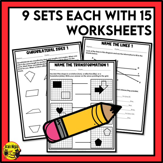 Alberta Math Curriculum Geometry Worksheets Bundle | Paper | Grade 4