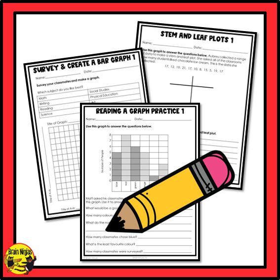 Alberta Math Curriculum Statistics and Graphing Worksheets Bundle | Paper | Grade 5
