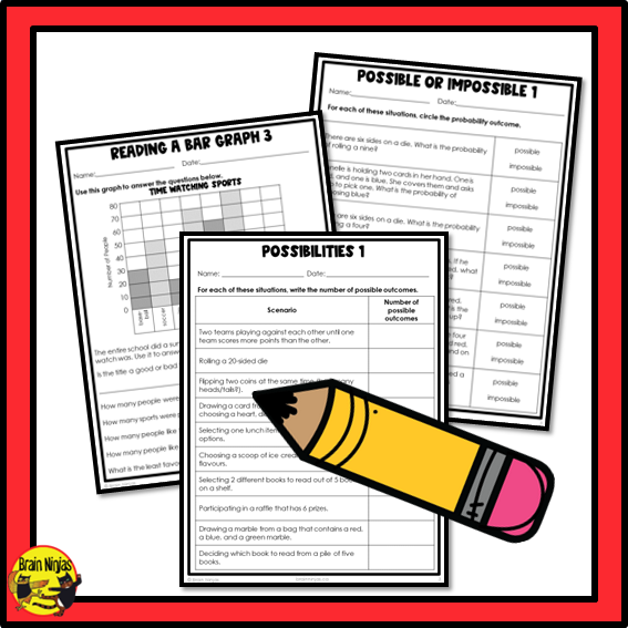 Alberta Math Curriculum Statistics and Probability Worksheets Bundle | Paper | Grade 6