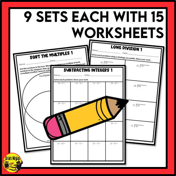 Alberta Math Curriculum Number Operations Worksheets Bundle | Paper | Grade 6