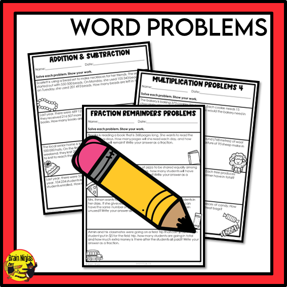 Alberta Math Curriculum Number Operations Worksheets Bundle | Paper | Grade 5