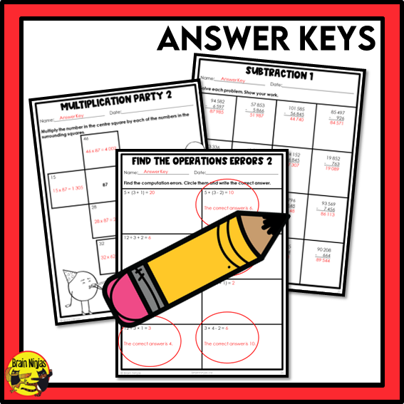 Alberta Math Curriculum Number Operations Worksheets Bundle | Paper | Grade 5