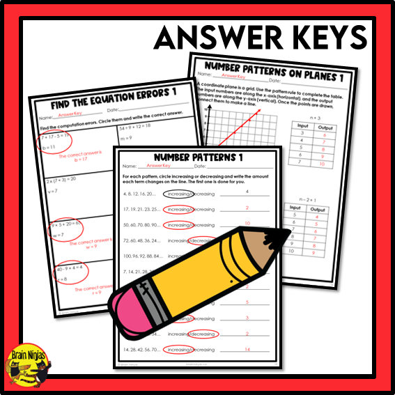Alberta Math Curriculum Patterns and Algebra Worksheets Bundle | Paper | Grade 5