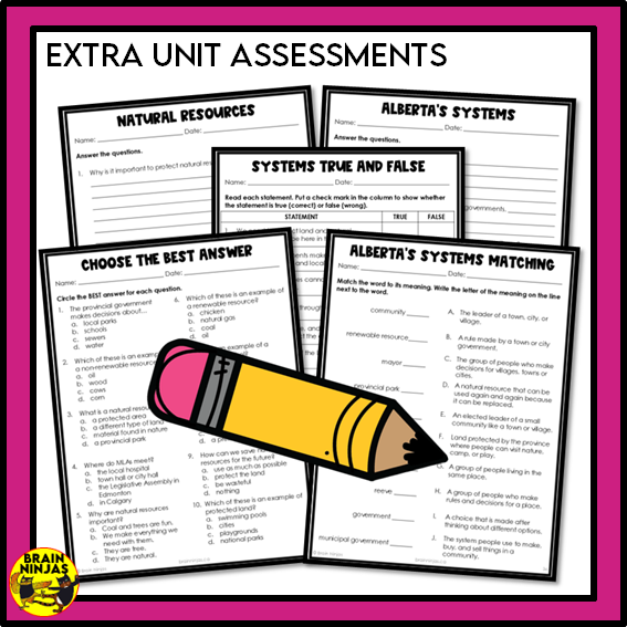 Alberta Social Studies Grade 3 Systems Unit | Paper and Digital