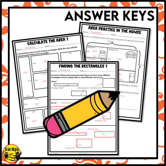 Area of Rectangles with Metric Measurements Math Worksheets | Paper