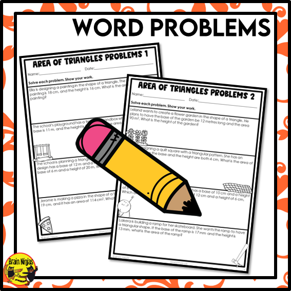 Area of Triangles in Metric Units Math Worksheets | Paper