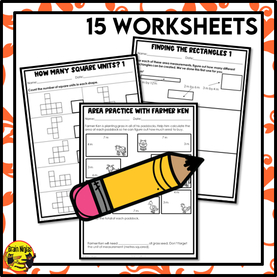 Area of 2D Shapes Without Formulas Math Worksheets | Paper