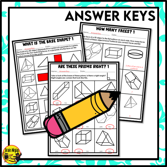 3D Objects Counting and Comparing Attributes Math Worksheets | Paper