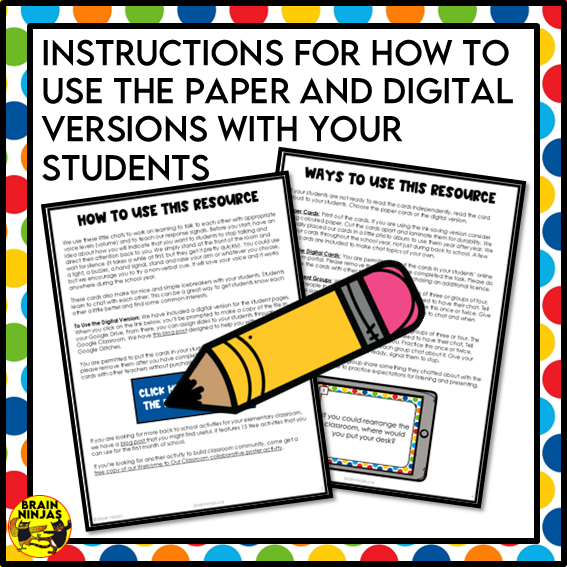 Back To School Discussion Cards | Paper and Digital
