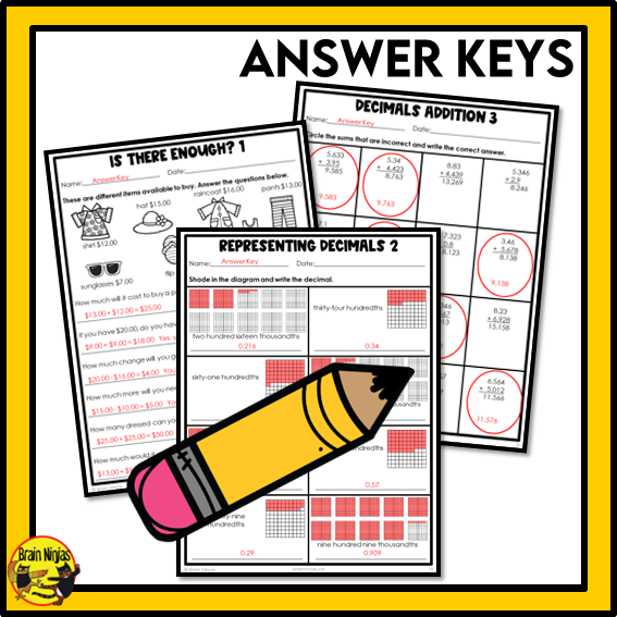 British Columbia Aligned Decimals and Fractions Math Worksheets Bundle | Paper | Grade 5