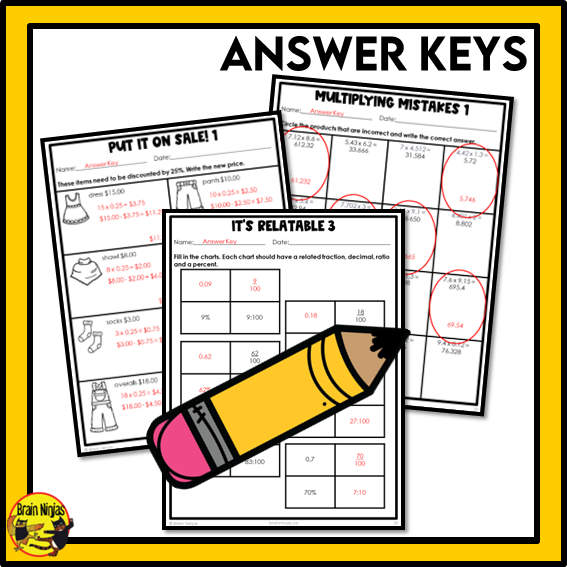 British Columbia Aligned Decimals and Fractions Math Worksheets Bundle | Paper | Grade 6
