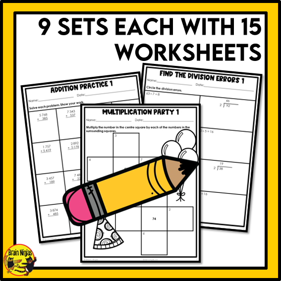 British Columbia Aligned Number Operations Math Worksheets Bundle | Paper | Grade 4