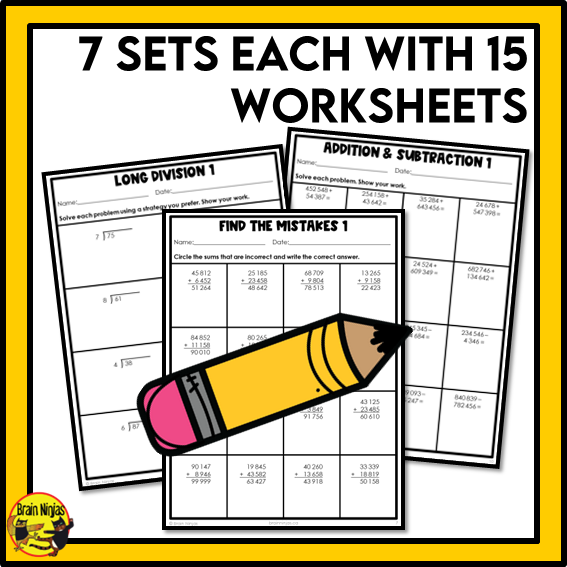 British Columbia Aligned Number Operations Math Worksheets Bundle | Paper | Grade 5