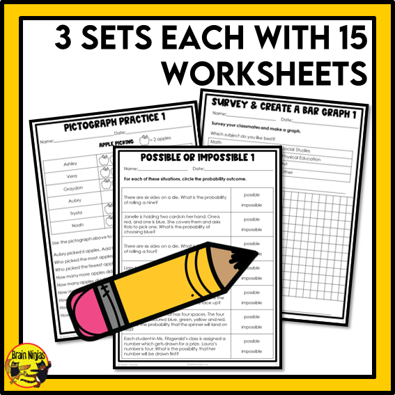 British Columbia Aligned Statistics and Probability Math Worksheets Bundle | Paper | Grade 4