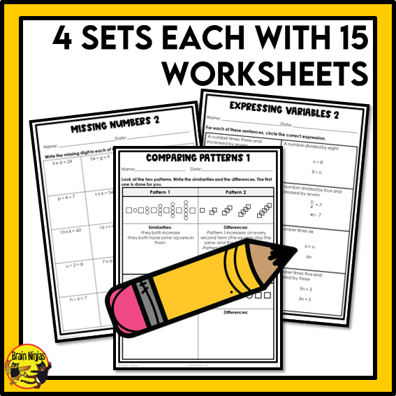 British Columbia Aligned Patterns and Algebra Math Worksheets Bundle | Paper | Grade 4