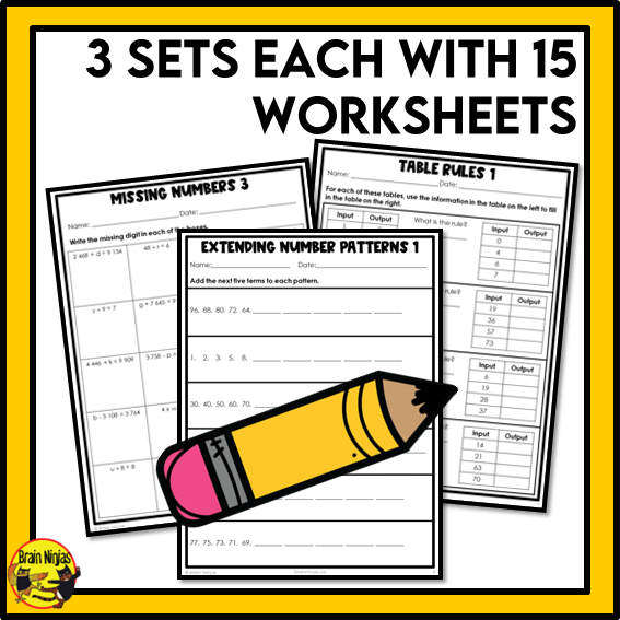 British Columbia Aligned Patterns and Algebra Math Worksheets Bundle | Paper | Grade 5