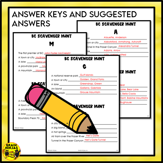 British Columbia Geography Scavenger Hunt | Paper and Digital