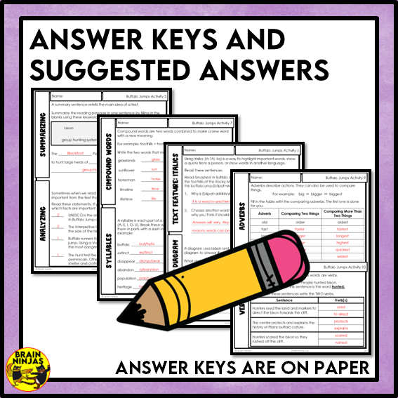 Buffalo Jumps Reading Comprehension Activities | Paper and Digital