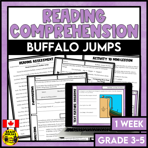 Buffalo Jumps Reading Comprehension Activities | Paper and Digital