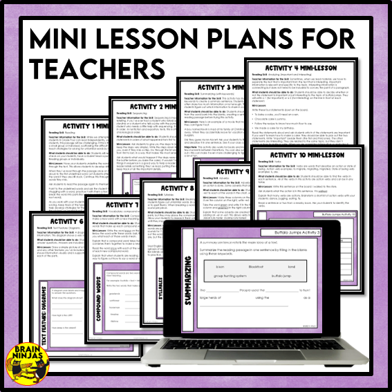 Buffalo Jumps Reading Comprehension Activities | Paper and Digital