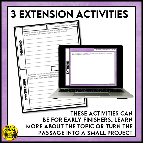 Buffalo Jumps Reading Comprehension Activities | Paper and Digital