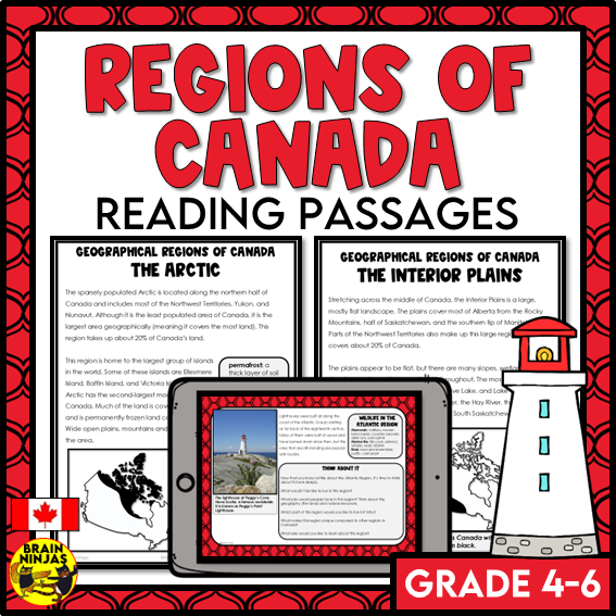 Canada Regions Reading Passages | Paper and Digital