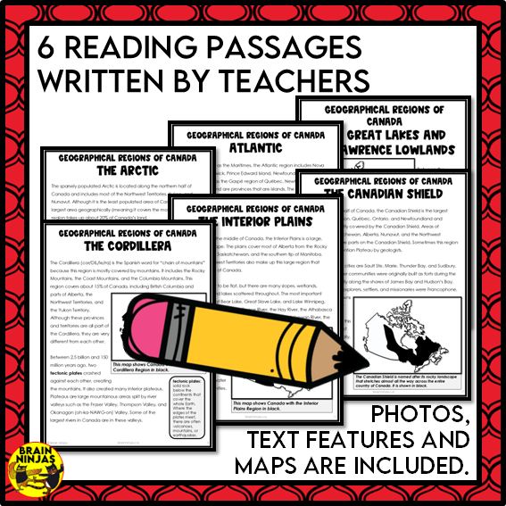 Canada Regions Reading Passages | Paper and Digital