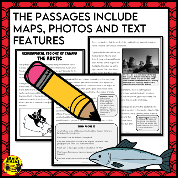 Canada Regions Reading Passages | Paper and Digital