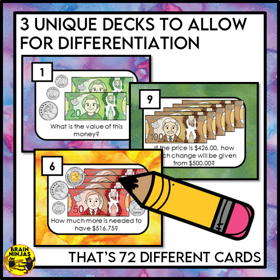 Canadian Money and Making Change Math Task Cards | Paper and Digital
