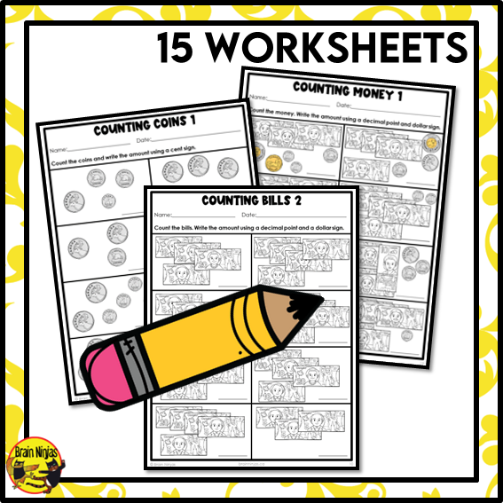 Counting and Recording Canadian Money to $1000 Math Worksheets | Paper