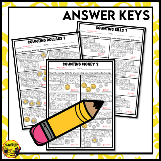 Counting and Recording Canadian Money to $1000 Math Worksheets | Paper