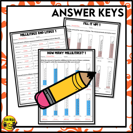 Measuring Capacity in Metric Units Math Worksheets | Paper | mL and L