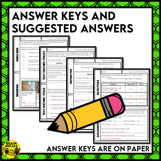 Carnivorous Plants Reading Comprehension Activities | Paper and Digital
