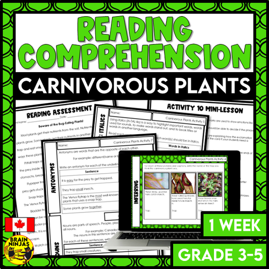 Carnivorous Plants Reading Comprehension Activities | Paper and Digital