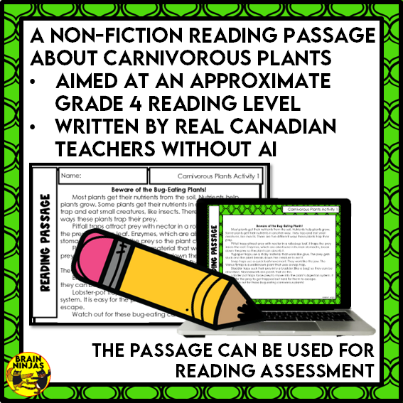 Carnivorous Plants Reading Comprehension Activities | Paper and Digital