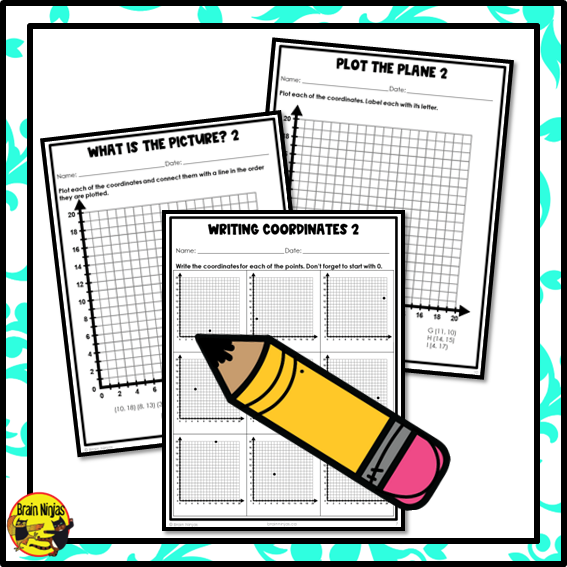 First Quadrant of the Cartesian Plane Math Worksheets | Paper