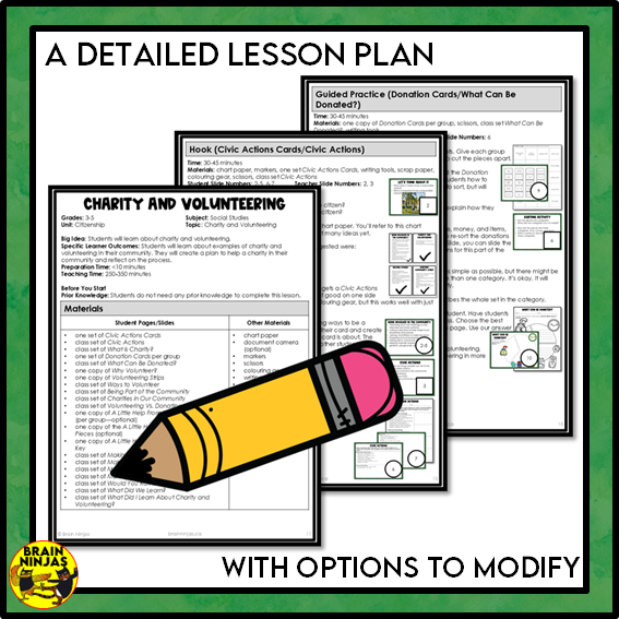 Charity and Volunteering Grade 3 Social Studies | Paper and Digital